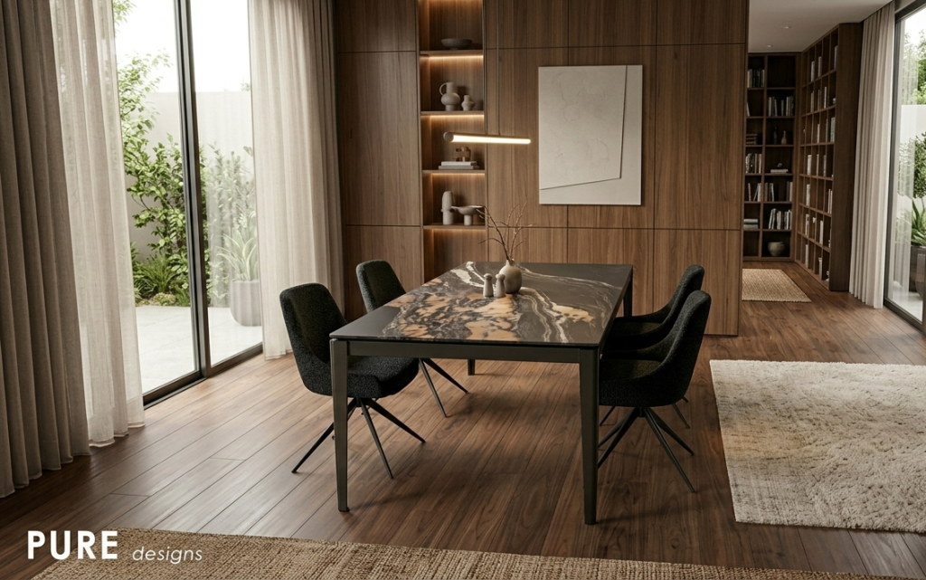 Mesa Dylan porcelanico Fan 13 + sillas Gina